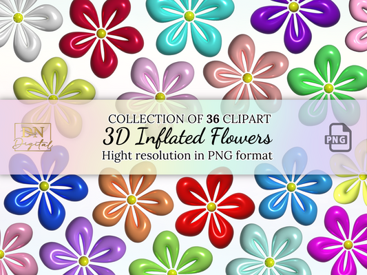 36 Inflated Flowers Clipart Collection