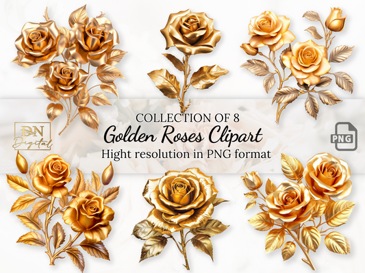 Golden Roses Clipart Collection