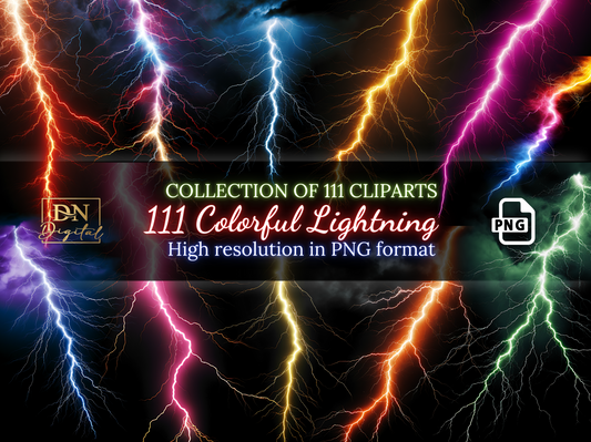 111 Colorful Lightning Overlays/Clipart Collection