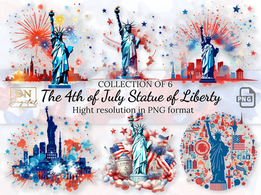 The 4th of July Statue of Liberty Clipart Collection With Free Commercial License