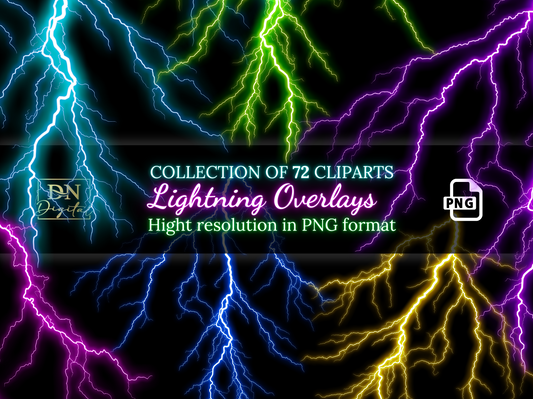 72 Lightning Overlays Clipart Collection