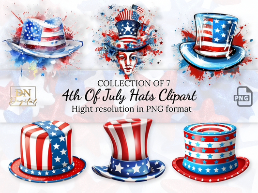 4th of July Hats Clipart Collection With Free Commercial License