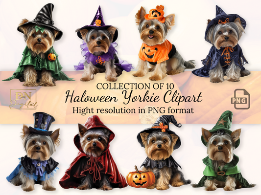 Halloween Yorkshire Terrier Clipart Collection