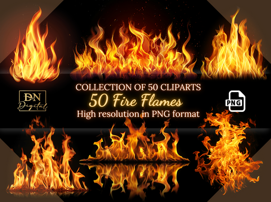 50 Fire Flames Overlays/Clipart Collection