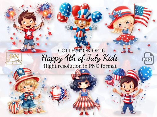 16 Happy 4th Of July Kids Clipart Collection With Free Commercial License