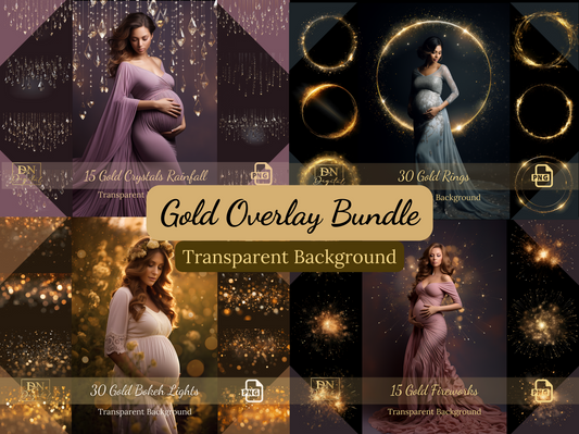 90 Gold Overlays/Clipart Bundle