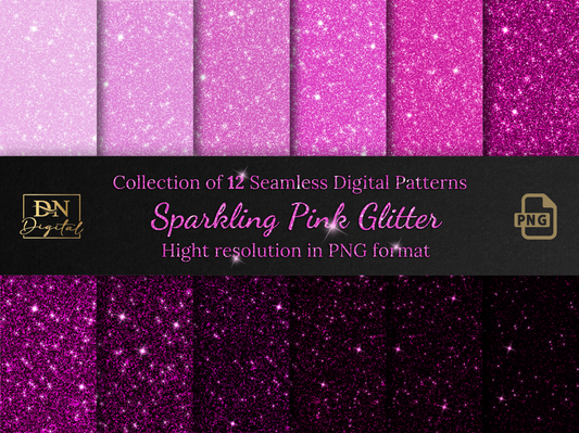 Sparkling Pink Glitter Seamless Digital Patterns Collection