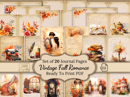 Vintage Fall Romance Junk Journal Pages