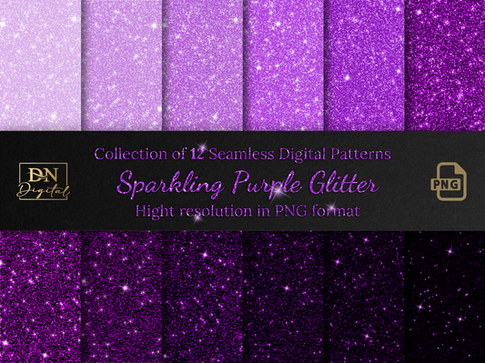 Sparkling Purple Glitter Seamless Digital Patterns Collection