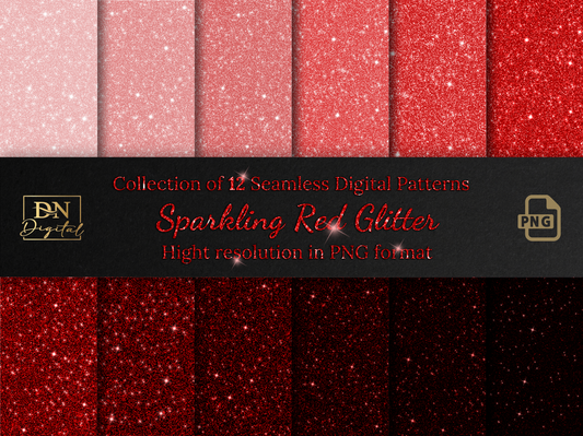 Sparkling Red Glitter Seamless Digital Patterns Collection
