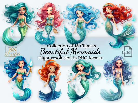 Beautiful Mermaid Clipart Collection