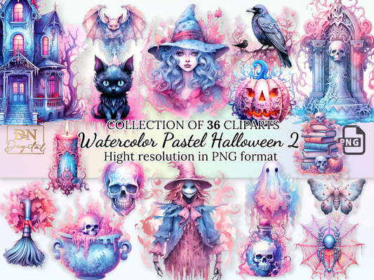 36 Pastel Halloween Clipart Collection 2