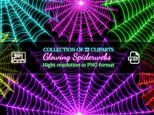 72 Glowing Spiderwebs Clipart Collection