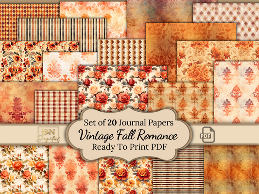 Vintage Fall Romance Journal Papers/Patterns