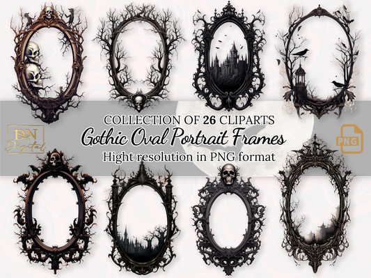 Gothic Oval Portrait Frames Clipart Collection With Free Commercial License