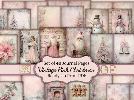 Vintage Pink Christmas Journal Pages