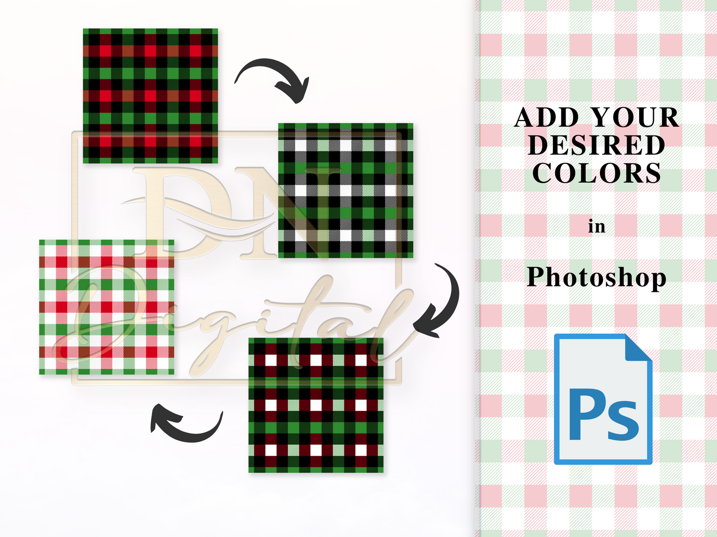 Multicolor Buffalo Plaid Seamless Pattern Photoshop Template