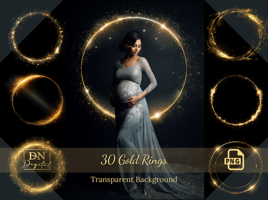 30 Gold Ring Photo Overlays/Clipart Collection