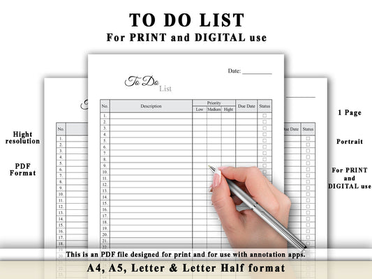 To Do List - Planner Printable