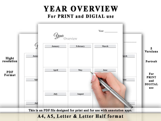 Year Overview - Planner Printable